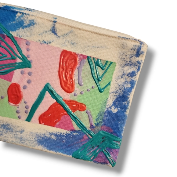 Handpainted Abstract Mod Artwork Small Clutch - Picture 2 of 4